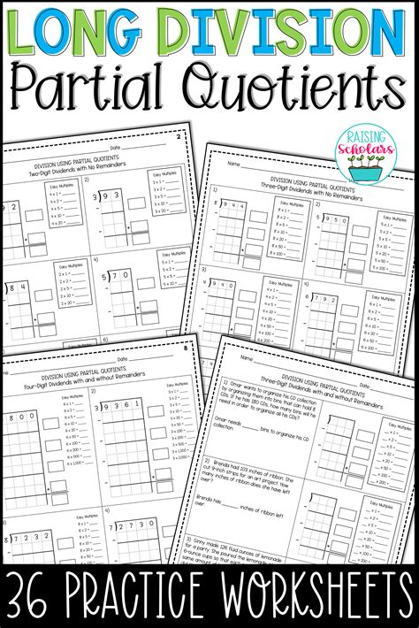 Long Division Using Partial Quotients | Partial quotients, Teaching