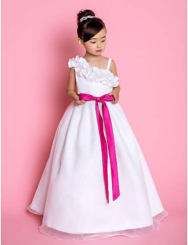 A Line Princess Floor Length Flower Girl Dress Organza Sleeveless