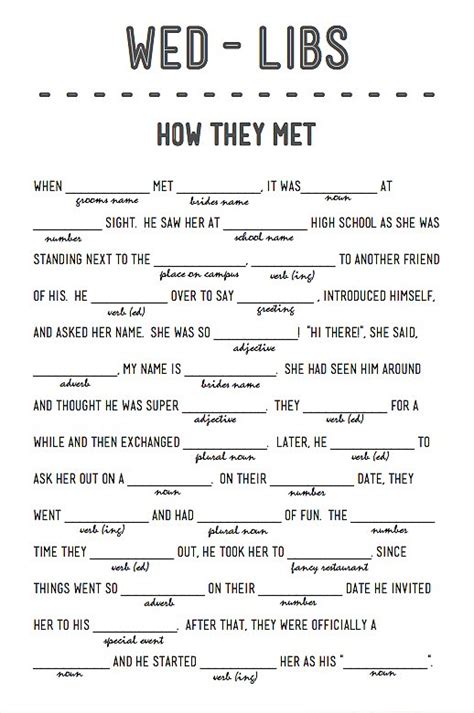 How They Met 14 Free Fun And Printable Wedding Mad Libs Popsugar
