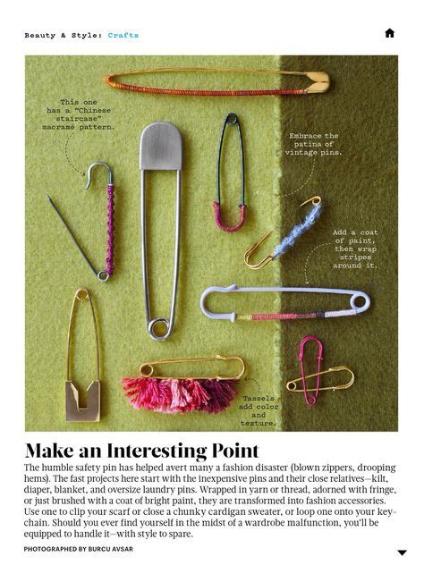 Pretty Pins Diy From Martha Stewart Living Safety Pin Crafts Safety
