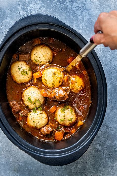 Slow cooker beef stew and dumplings: this hearty comforting casserole