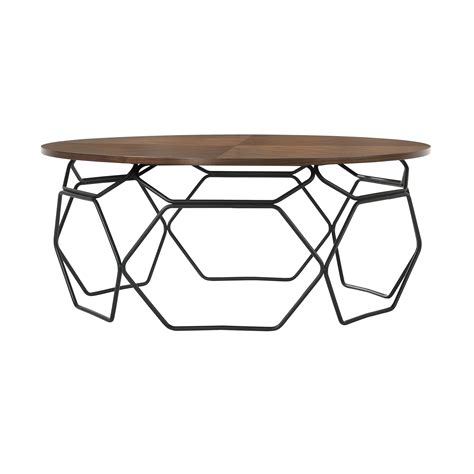 Cosmo Contemporary Round Coffee Table With Metal Base Sadlers Home
