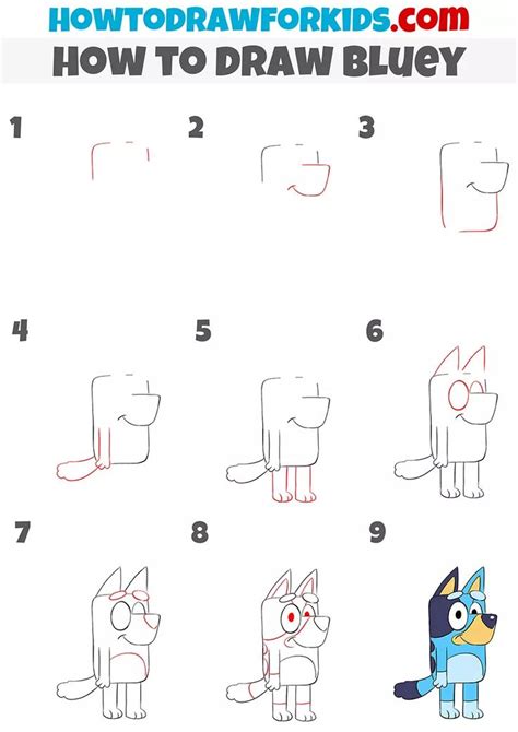 How To Draw Bluey Easy Drawing Tutorial For Kids Drawing For Kids