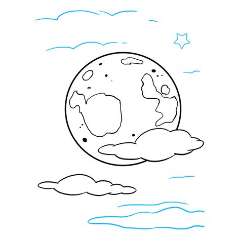 Begin the top of the cloud using short, connected curved lines. How to Draw the Moon - Really Easy Drawing Tutorial in ...