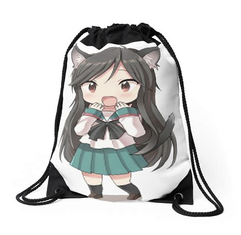 Anime Cat Girl Chibi Drawstring Bags By Xithyll Redbubble