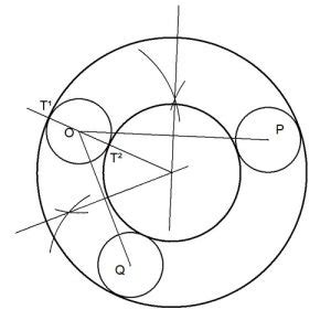 Circunferencias concéntricas tangentes a 3 circunferencias dadas de
