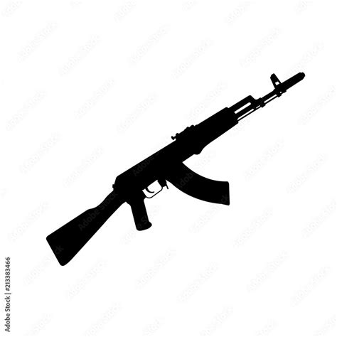 Silhouette Of Ak 47 Kalashnikov Machinegun Outline Ussr Weapon Stock