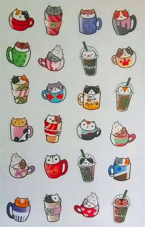 Coffee Cat Planner Stickers Cat Puccino Cute Coffee And Cats Etsy