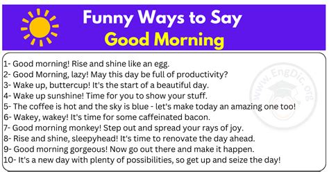 100 Funny Ways To Say Good Morning EngDic