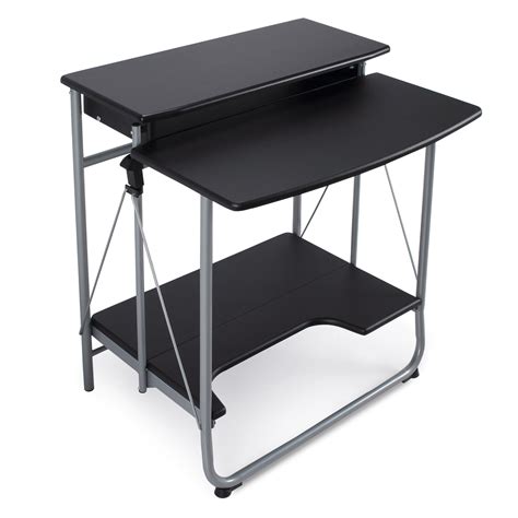 The contemporary flash furniture glass computer desk with keyboard tray has a uniquely designed foundation and ample work area for you to perform all tasks from paperwork and household bills to typing up important reports on your laptop. BELLEZE Home Office Writing Computer Foldable Table with Pull-Out Keyboard Drawer, Black ...
