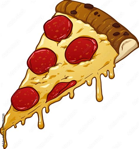 Pepperoni Pizza Slice Vector Illustration Isolated On