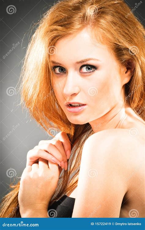 Portrait Of Red Haired Woman Stock Image Image Of Face Model 15722419