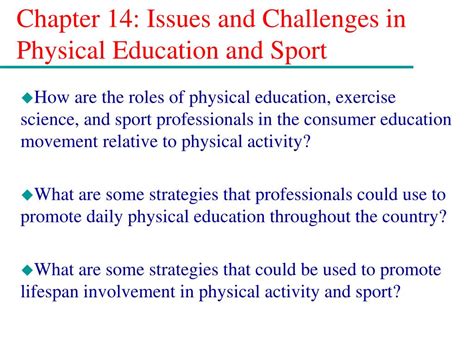Ppt Chapter Issues And Challenges In Physical Education And Sport