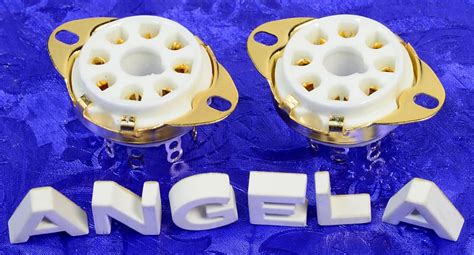 Two 8 Pin Octal Ceramic Gold Bottom Chassis Mount Tube Reverb