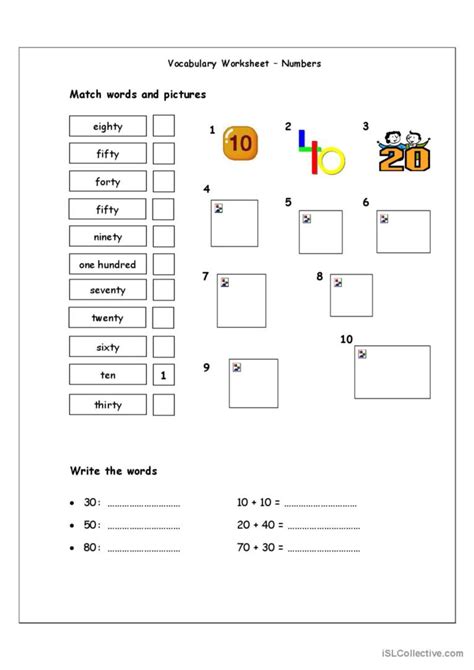 Numbers 10 100 Matching Worksheet English Esl Worksheets Pdf And Doc