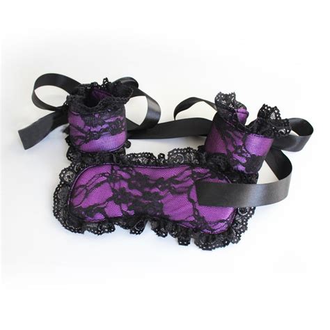 Purple Sexy Lace Handcuffs Andblindfolded Patch Sex Toys Eye Mask Sex