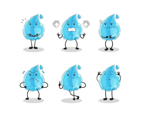 Premium Vector Water Drop Angry Group Character Cartoon Mascot Vector