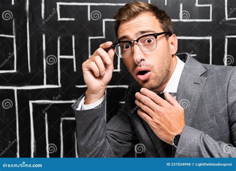 Handsome And Shocked Businessman In Suit Stock Photo Image Of