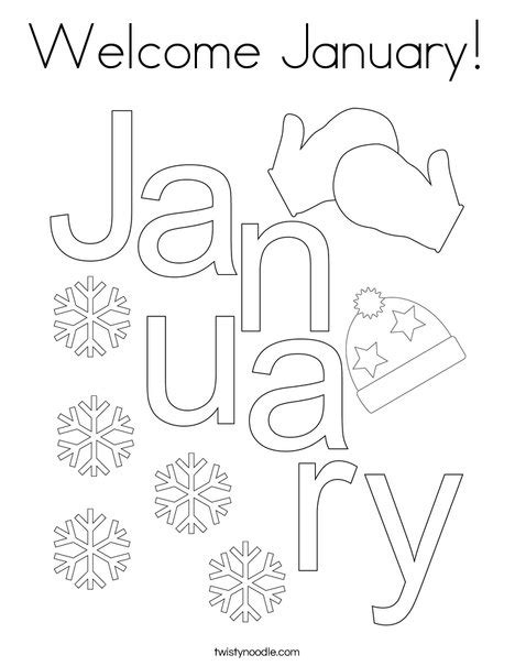 Welcome January Coloring Page Twisty Noodle