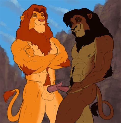 Rule 34 Anthro Balls Disney Erection Feline Koutou Kovu Lion Male Male Only Mammal Penis Simba