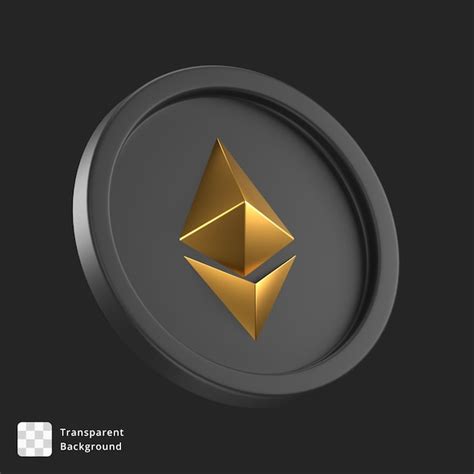Premium Psd 3d Icon Of A Black Coin With Gold Ethereum Logo In The Center