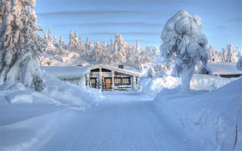Heavy Snow Hdr Winter Landscape Desktop Wallpapers Preview