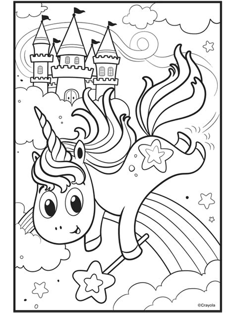 This coloring page shows a unicorn's head with a mane that is curly on top and straight on the bottom. Uni-Creatures Unicorn | crayola.com
