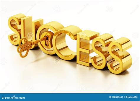Golden Key Unlocking Success Word. 3D Illustration | CartoonDealer.com