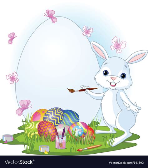 Easter Bunny Painting Eggs Royalty Free Vector Image