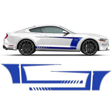 Racing Top Stripes Side Graphics Decals Set For Ford Mustang 2015