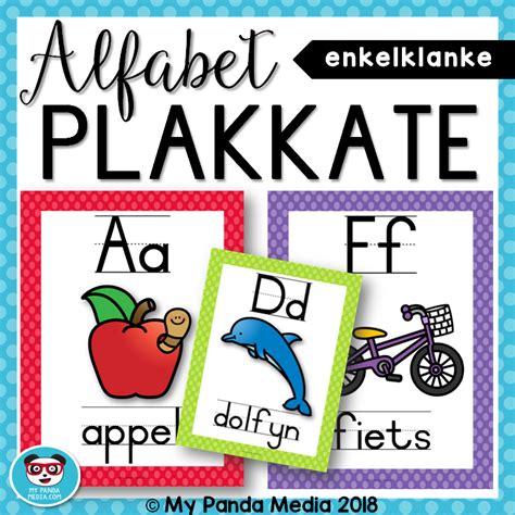 Afrikaanse Alfabet Muurkaarte Reënboog Kolle • Teacha