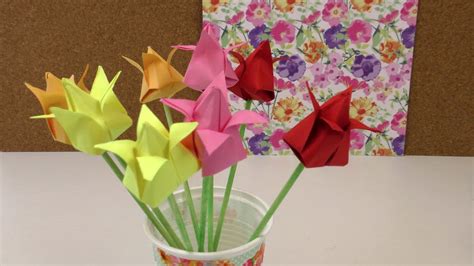 Die einfachste anleitung für origami blume: Origami Tulpen DIY / Blumen falten Anleitung / Deko ...