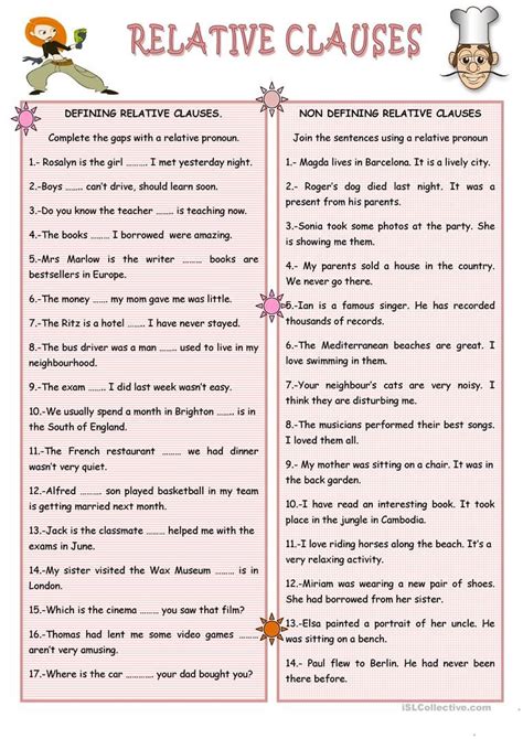 Do the exercises below on relative clauses and click on the button to check your answers. RELATIVE CLAUSES | การศึกษา, ไวยากรณ์อังกฤษ