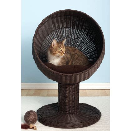 refined feline kitty ball luxury wicker cat bed