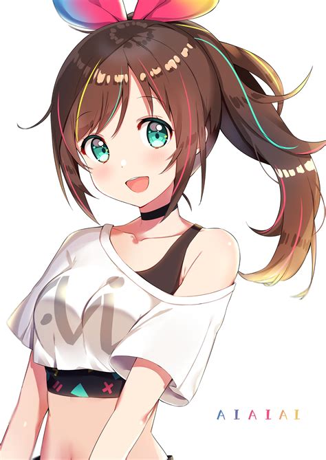 Safebooru Girl D A I Channel Absurdres Aqua Eyes Bare Shoulders Black Choker Black Shirt