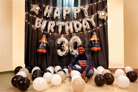 Silver Themed Birthday Decorations with Whiskey and Number Digit Foil