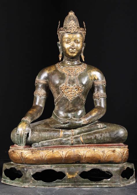 Sold Brass Royal Earth Touching Thai Buddha 47 82t42a Hindu Gods