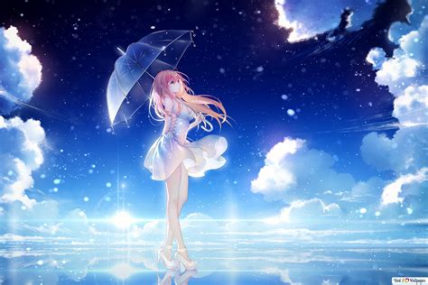 Beautiful Anime Girl In The Night Hd Wallpaper Download