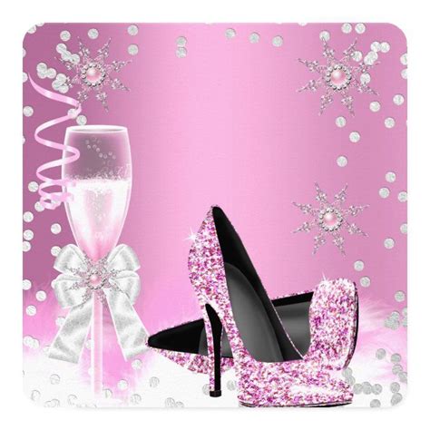 Pink Champagne High Heels Birthday Party 2 Invitation Zazzle