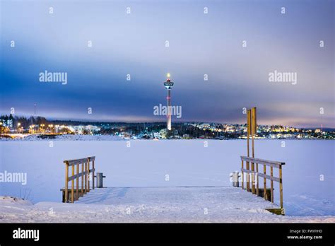 Finland Pirkanmaa Tampere Winter Scene With Frozen Lake And