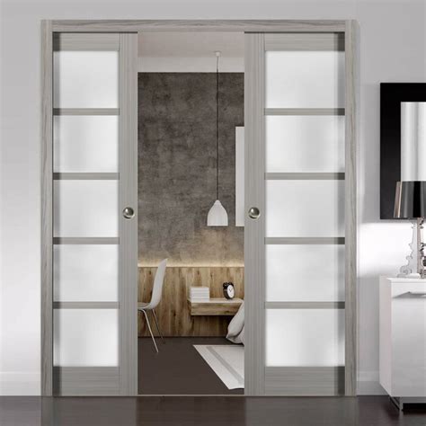 Sartodoors Sliding French Double Pocket Doors 72 X 80 Inches Frosted