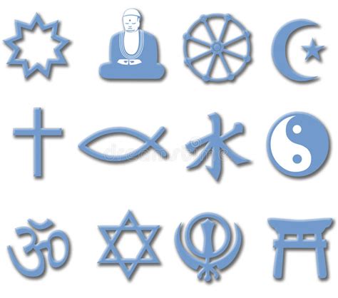 Religion Symbol Set 3d Major World Religions Stock