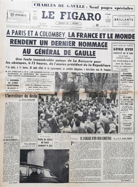 Parce que depuis 1826 au sein du groupe figaro, nos journalistes inscrivent leurs contenus au cœur de la vie chez media figaro nous pensons que pour développer l'attention, il faut cultiver l'intérêt. journal le figaro 12 novembre 1970|le général De Gaulle