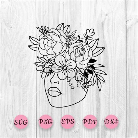 Woman Body Svg Dxf Female Eps Floral Svg Woman With Flower Head Svg