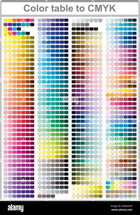 Tabla De Colores Pantone A Cmyk Página De Prueba De Impresión En Color