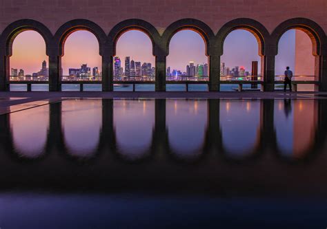 Skyline Of Doha Qatar During Blue Hour 4k Hd Wallpaper