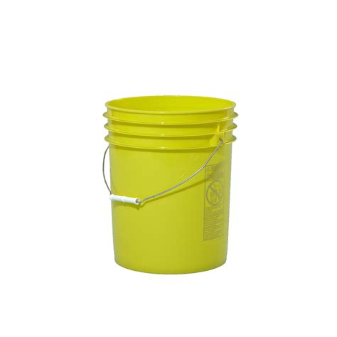 5 Gallon Yellow Plastic Round Open Head Pail Wmetal Bail Fda Approved