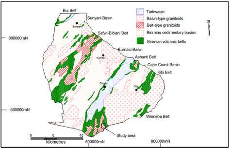 Regional Geological Map Of Parts Of Southern Ghana Showing The Rock