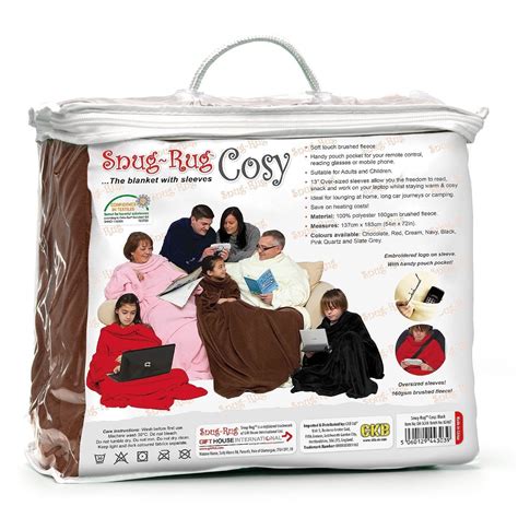 Snug Rug Cosy Blanket Brown With Sleeves And Pouch Pocket