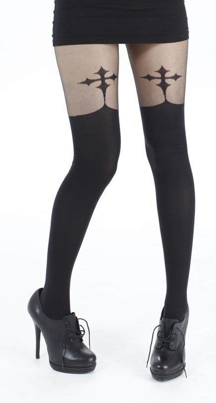 plus sized gothic cross mock garter stockings pantyhose 1x 2x 3x dream clothes lady
